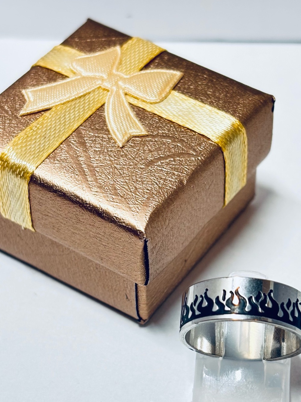 Men's Stainless Steel Black Flame Band Ring